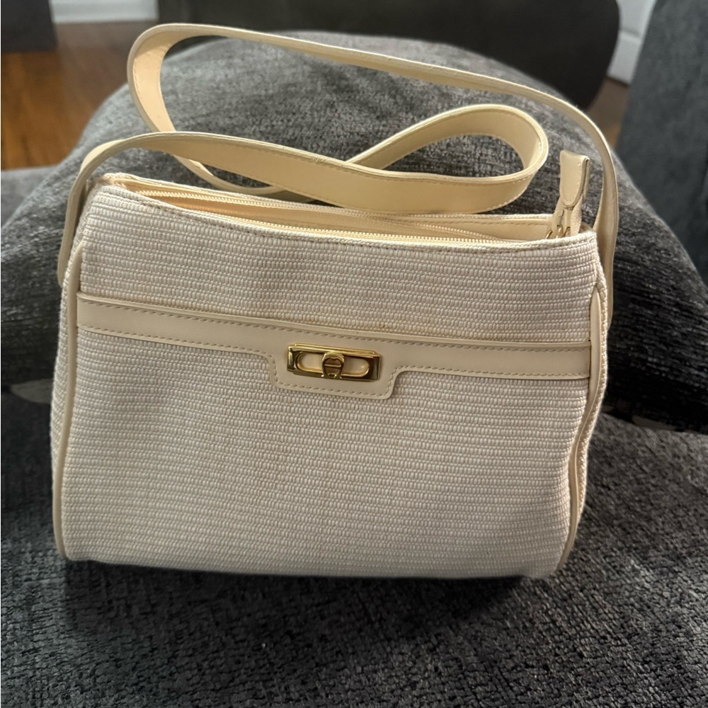 Vintage Etienne Aigner Cream Woven Leather Shoulder Bag NWOT